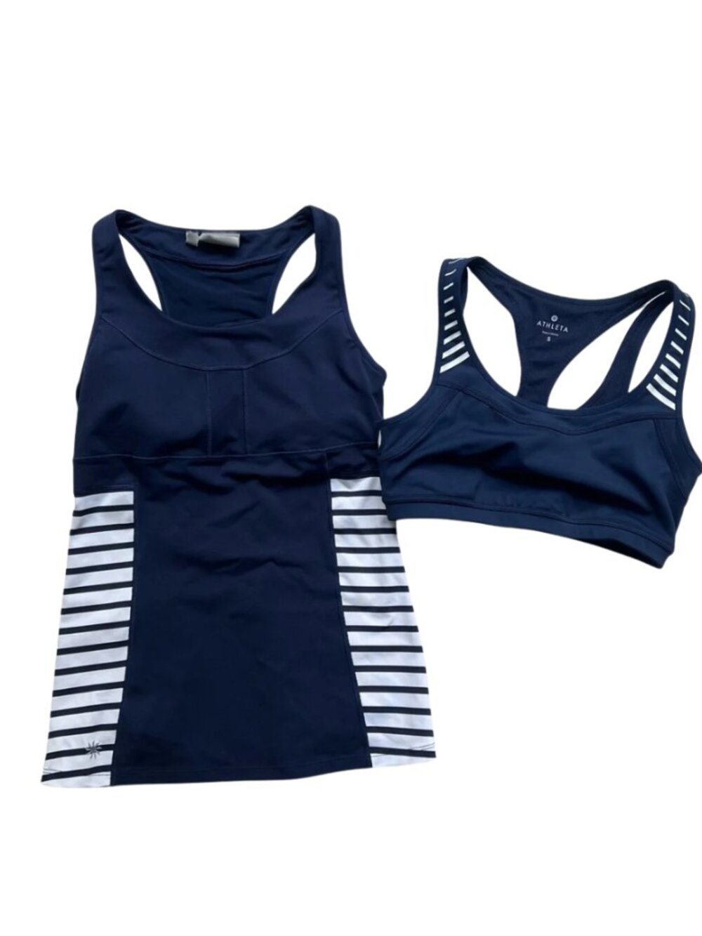 Athleta Navy and White Striped Activewear